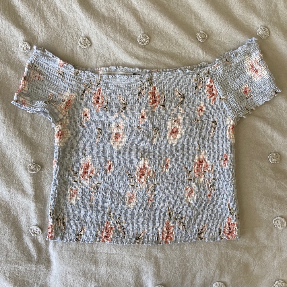 Kendall & Kylie Smocked Off-The-Shoulder Top